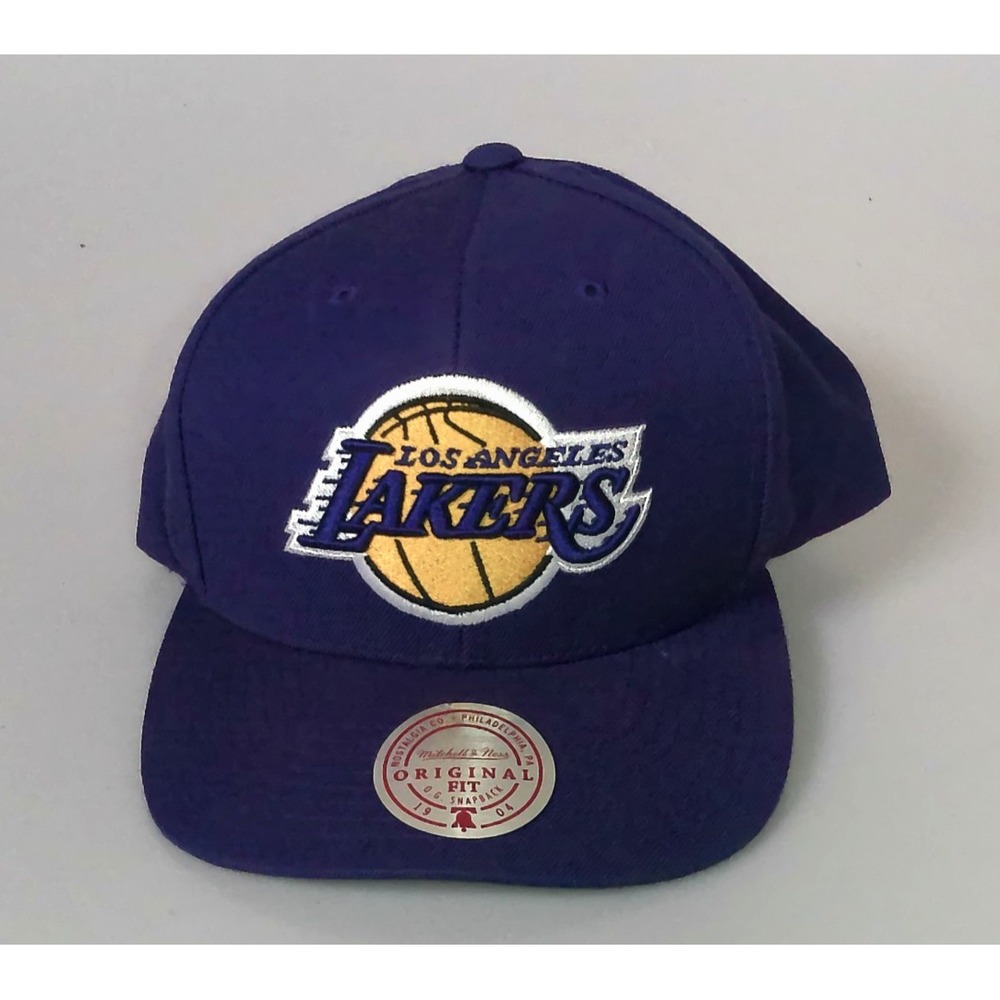 LA Lakers Mitchell & Ness Snapback Hat Purple NBA Original Fit Flat Brim Cap Men